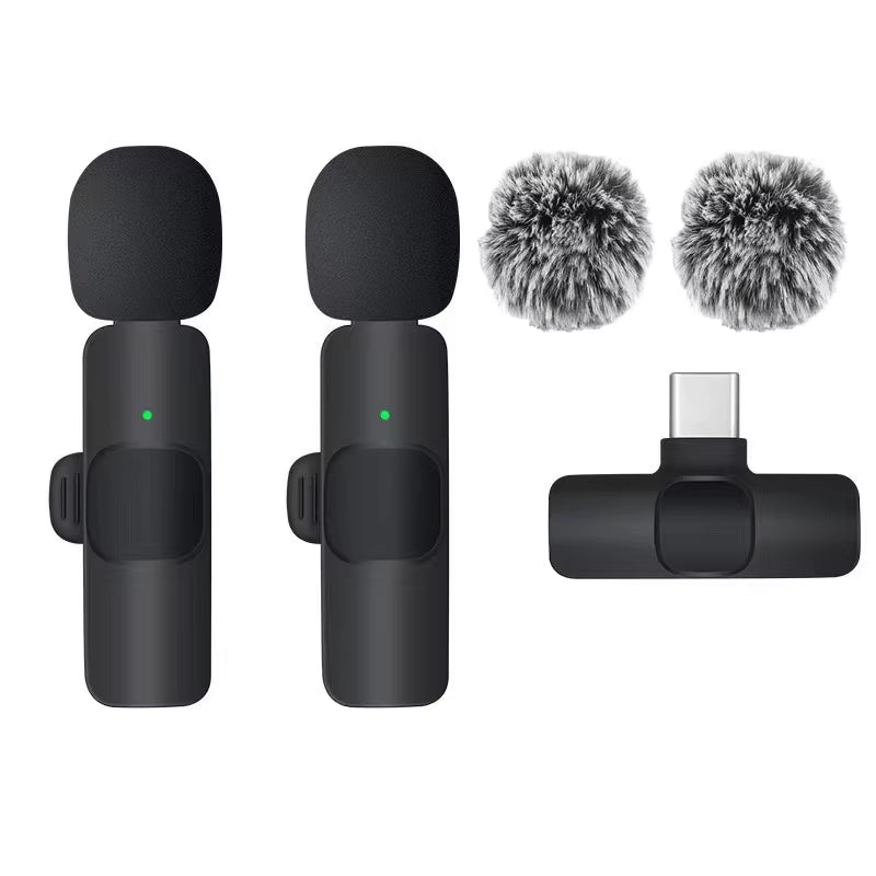 Wireless Lavalier Microphone Audio Recording Mini Replaceable Windproof Wool Microphone for Iphone16 Shoot Vlog Youtube