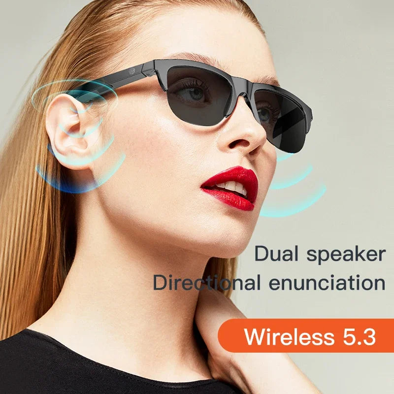 Smart Bluetooth V5.3 Sunglasses Glasses Call Outdoor Sports Headphones HIFI Black Technology Anti-Touch UV for Men and Women