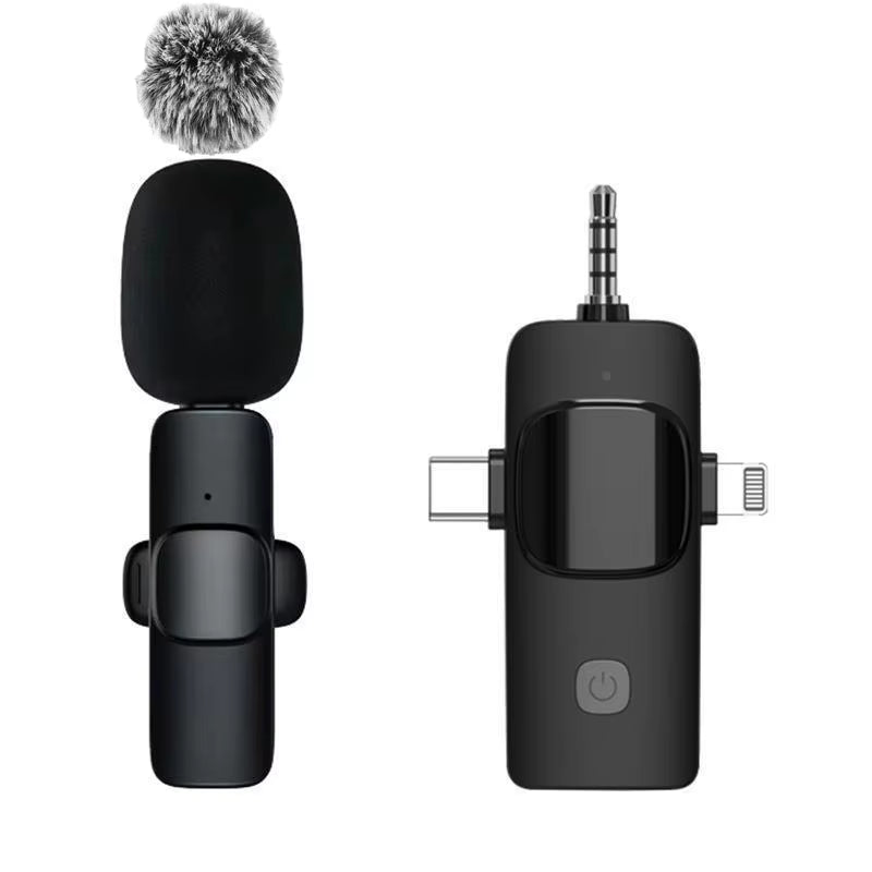 Wireless Lavalier Microphone Audio Recording Mini Replaceable Windproof Wool Microphone for Iphone16 Shoot Vlog Youtube