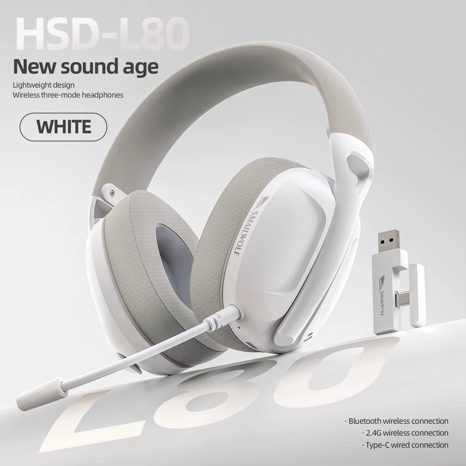 L80 Bluetooth Wireless Wired Three-Mode Gaming Headset Laptop Home Lightweight Headset with Microphone Hi-Fi Stereo